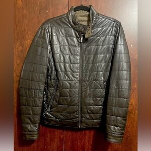 Massimo Dutti Reversible Dark Brown Leather Jacket